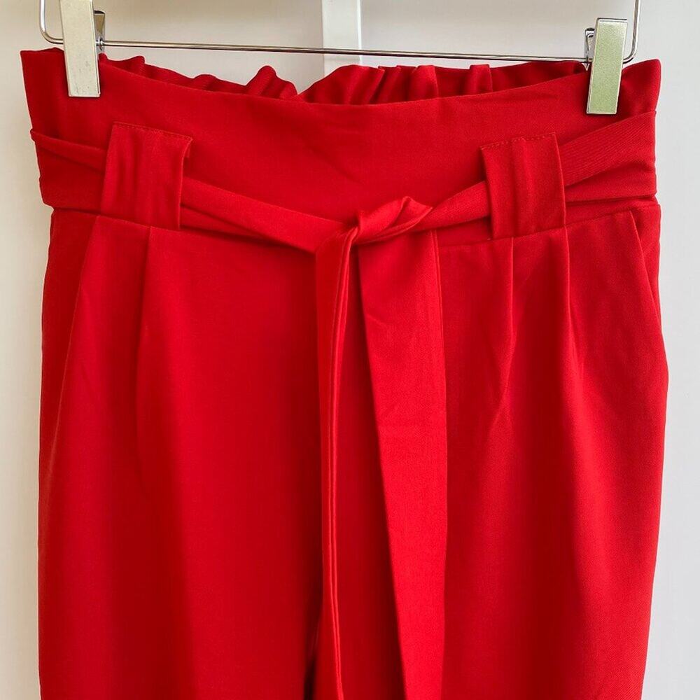 NWT GRACE KARIN Womens Casual High Waist Pencil Pants Bow-Knot Pockets Red sz M - Picture 3 of 8
